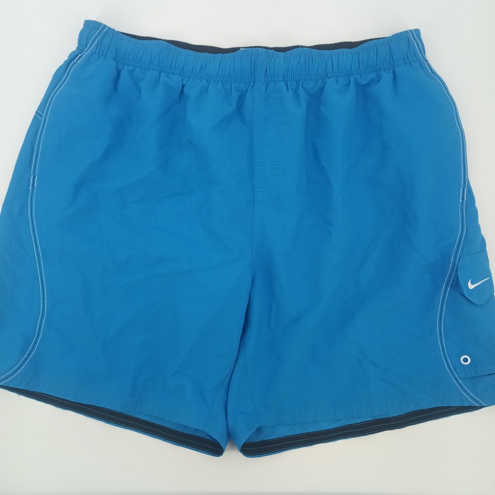 Nike Mens Blue Swim Trunks Board Shorts Mesh Lined Cargo Pocket XXL RN37966